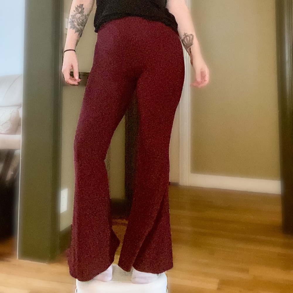 Maroon flare pants